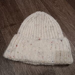Anthropologie Speckled Cream Knit Women Beanie